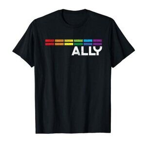 Proud Ally Bars Equality LGBTQ Rainbow Flag Gay Pride Ally T-Shirt